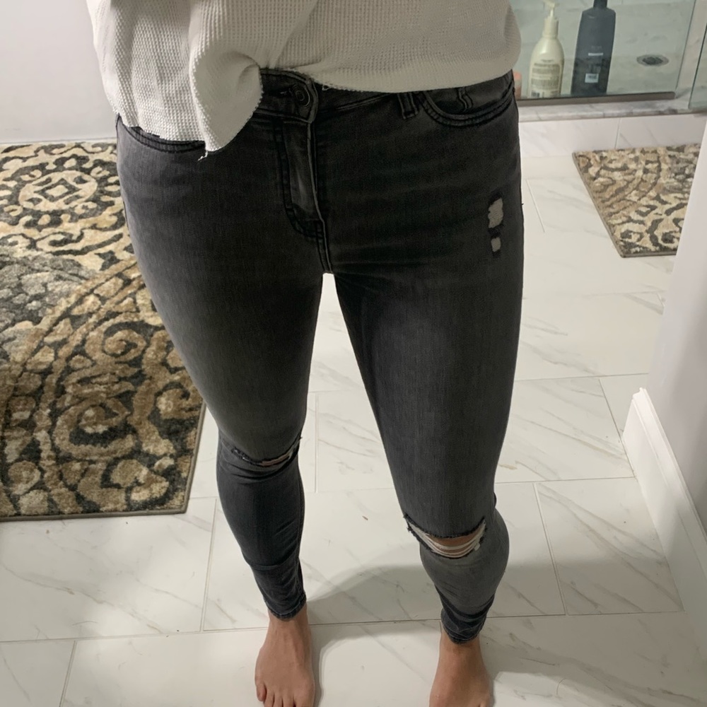 TOPSHOP dark grey jamie skinny jeans